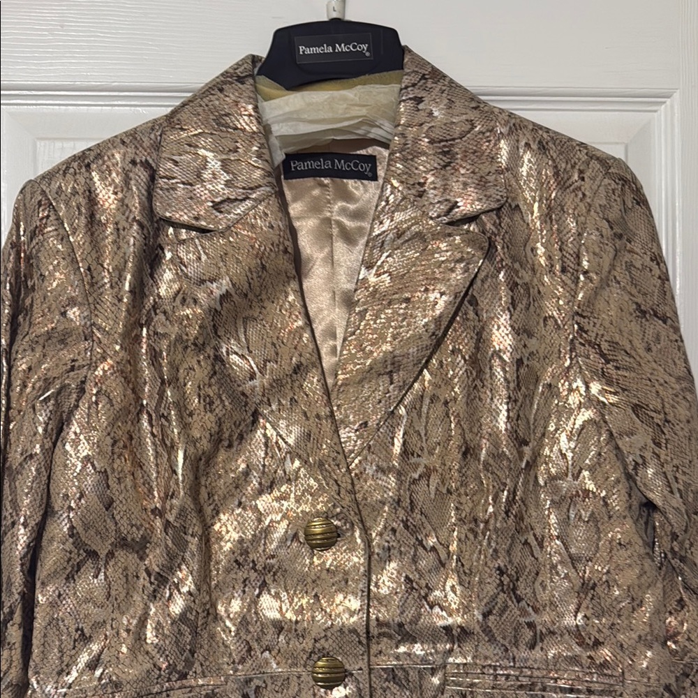 Pamela McCoy Gold Blazer with Metallic Sheen